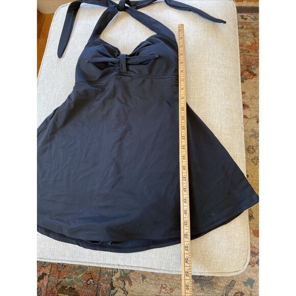 Cocoship Pin Up Retro One Pc SwimSuit Dress US Size L Black Floral Rockabilly - Picture 2 of 7